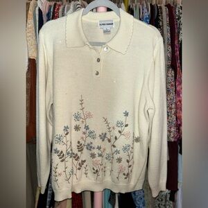 Alfred Dunner Embroidered Collar Sweater